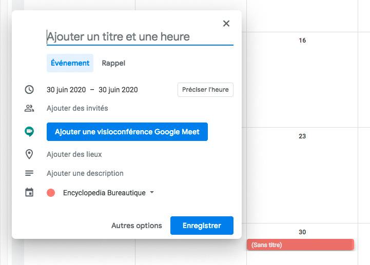 Google Agenda ajoute un bouton de discussion de groupe avec les participants